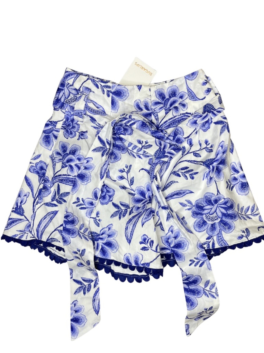 Sugar Lips Blue White Floral Wrap Skort Shorts Size S NWT Cottagecore